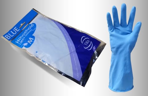 Yala Household Rubber Gloves, Blue, M, per 12 Pairs