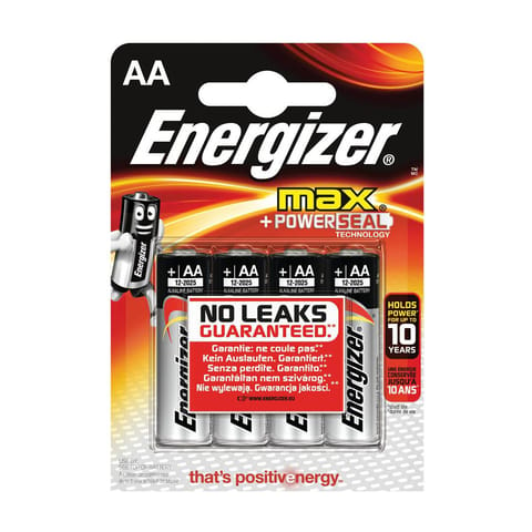 Energizer Max AA/E91 Batteries Ref E300112500 [Pack 4]