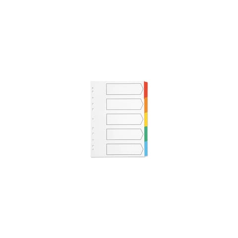 Index A4 Multi-Punched 5-Part Reinforced Multi-Colour Blank Tabs Q-Connect – Eco-Friendly, Labelling, Referencing, Works With A4, Mylar-Coated & Durable (KF01525)