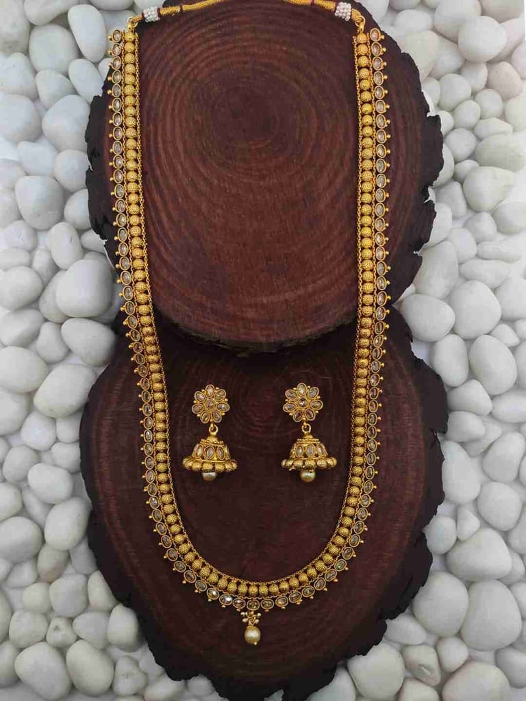 Traditional gold long necklace set - CNB1171