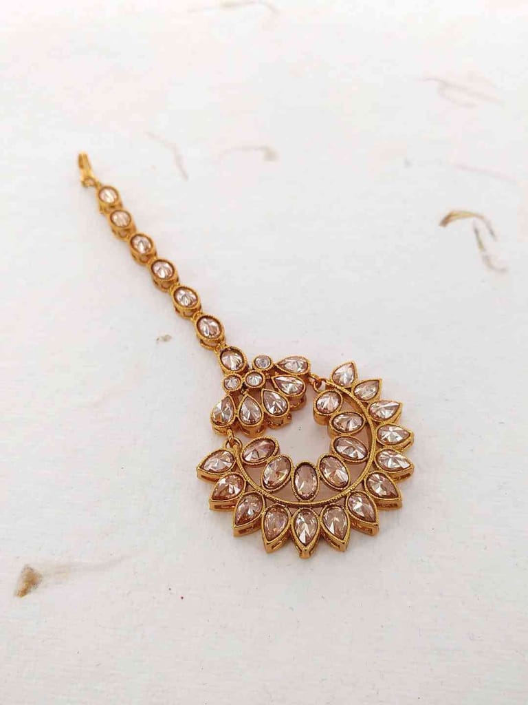 Reverse AD Maang Tikka in Oxidised Gold Finish - CNB1029