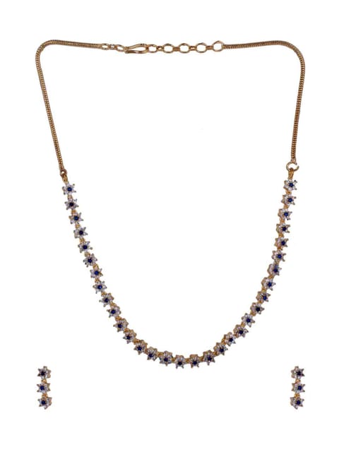 Amercan Diamond / Cz Necklace Set in Gold Finish - CNB829