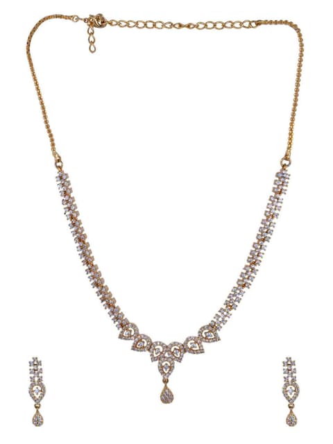Amercan Diamond / Cz Necklace Set in Gold Finish - CNB884