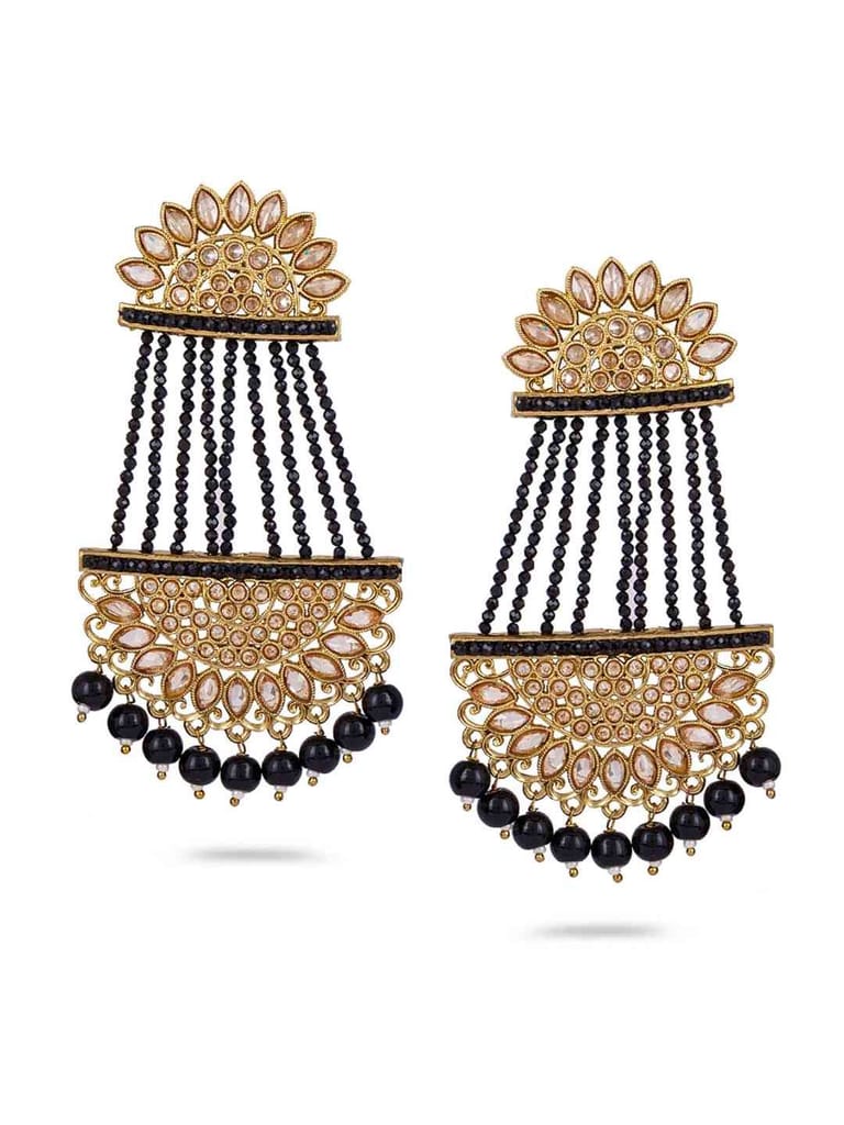Traditional Long Pearl Hanging Black Ethnic Antique Earringss - CNB778
