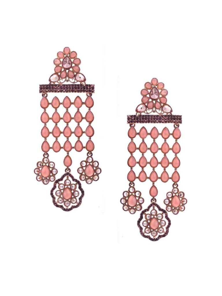 Traditional Long Earring in Oxidised Gold Finish - CNB605