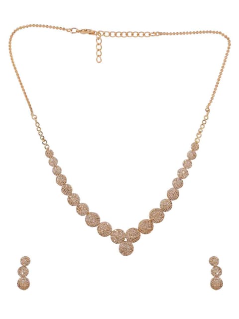 AD / CZ Necklace Set in LCT/Champagne color and Gold finish - CNB1236