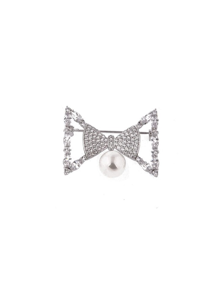 AD / CZ Brooch in White color and Rhodium finish - CNB4600