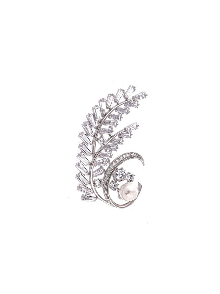AD / CZ Brooch in White color and Rhodium finish - CNB4604