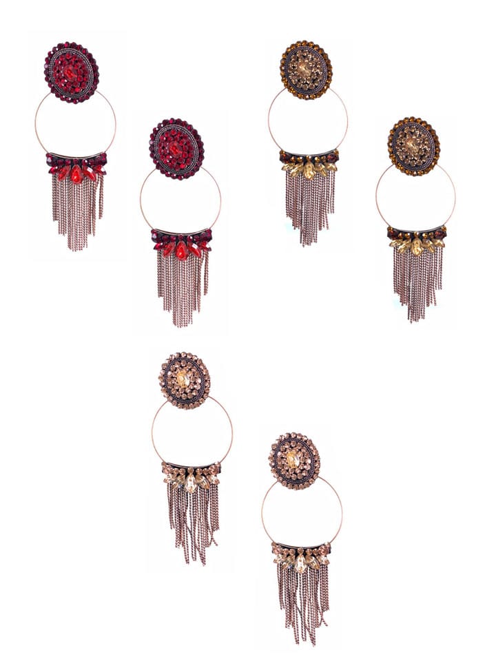 Setting Stone Long Earrings in Assorted color - CNB15067