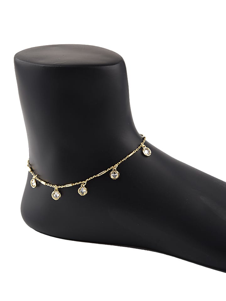 AD / CZ Loose Anklet in Gold finish - CNB15096