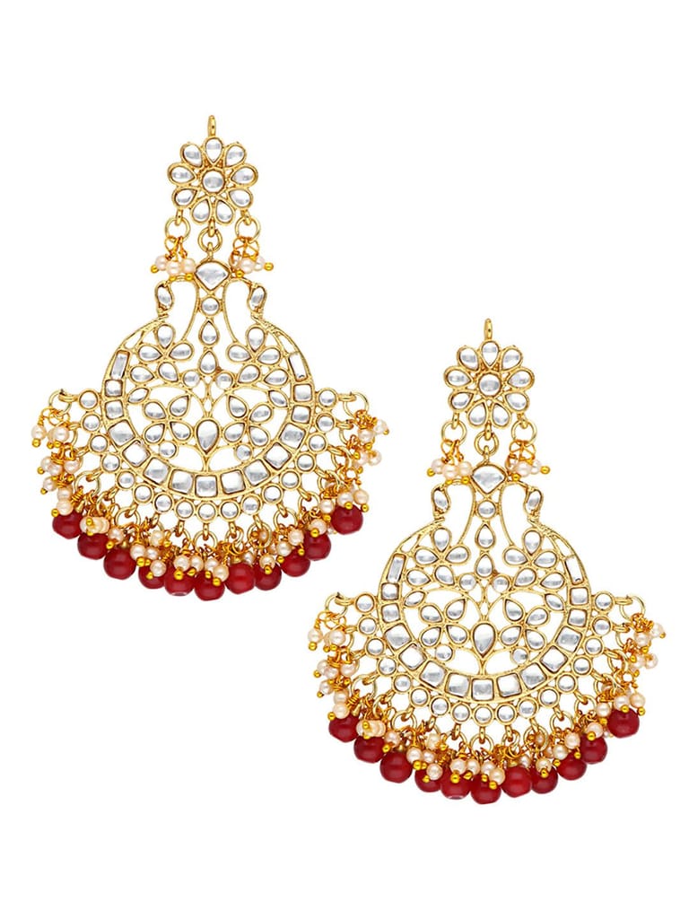 Traditional Long Earrings in Gold finish - S22349