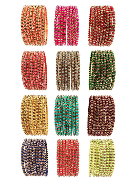 Thread Bangles in assorted colors - Pack of 12 - CNB3431