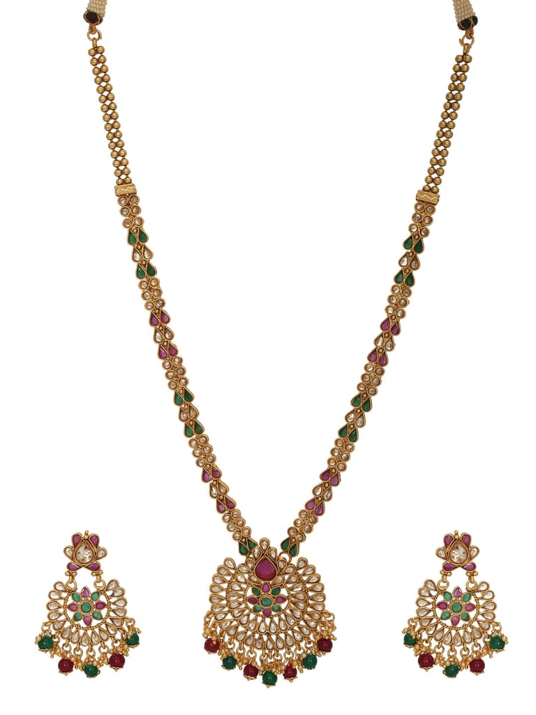 Antique Gold Long Necklace Set - CNB1160