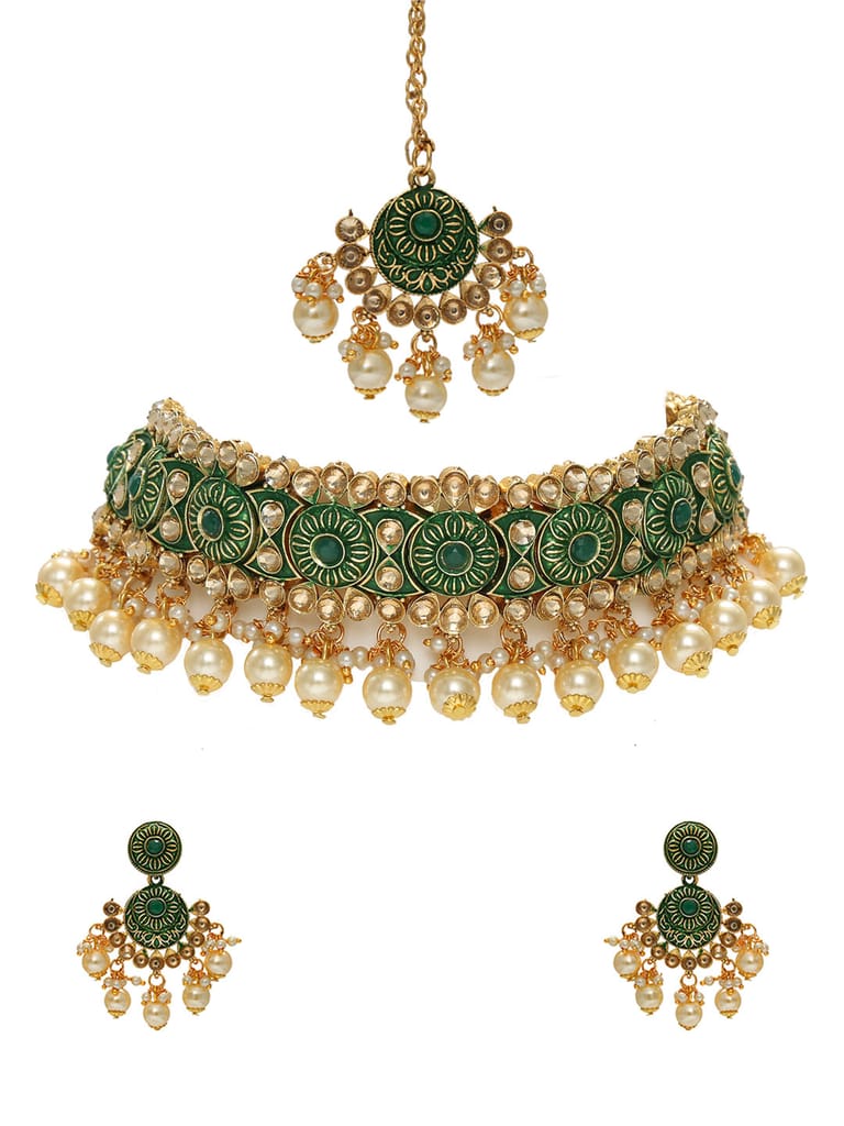 Antique Choker Necklace Set in Gold finish - CNB6470