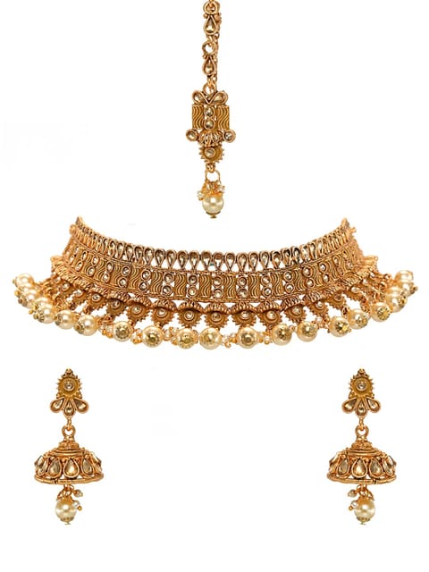Antique Necklace Set in Gold finish - CNB6493
