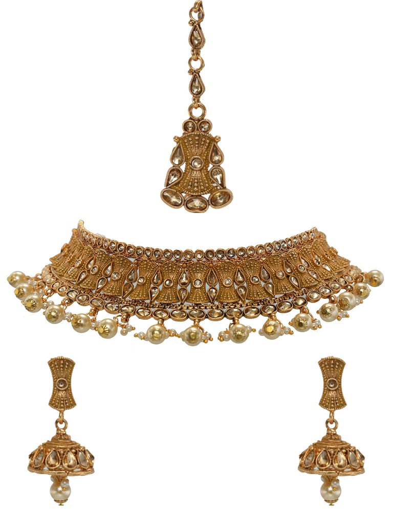 Antique Necklace Set in Gold finish - CNB6497