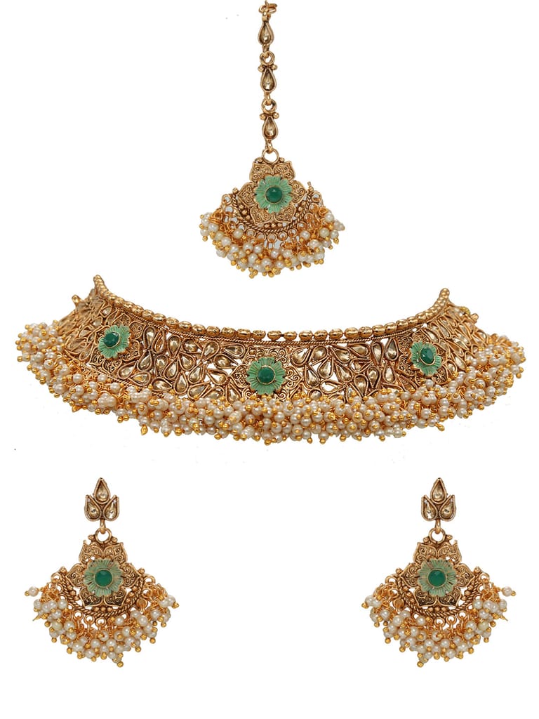 Antique Necklace Set in Gold finish - CNB6505
