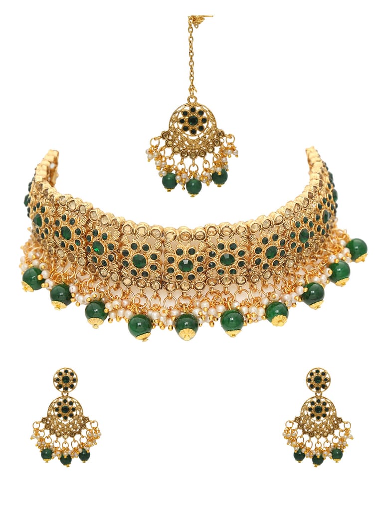 Antique Choker Necklace Set in Gold finish - CNB6526