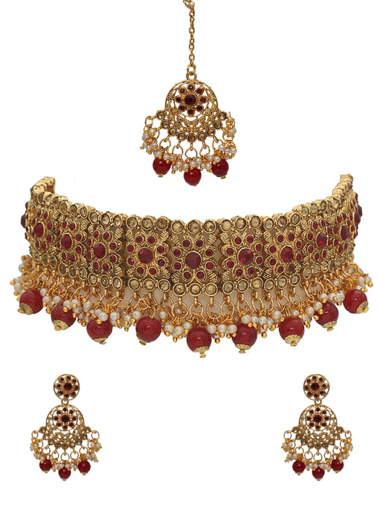 Antique Choker Necklace Set in Gold finish - CNB6527