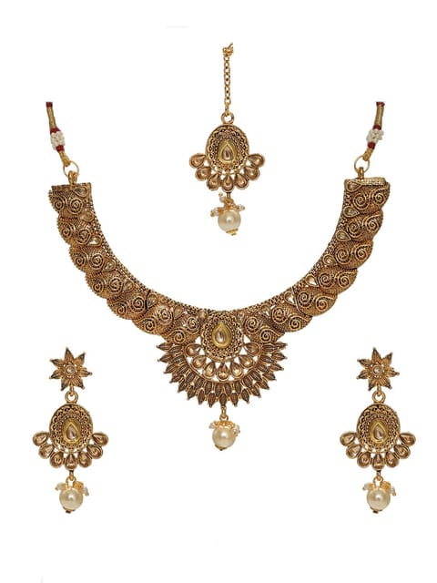 Antique Necklace Set in Gold finish - CNB6632