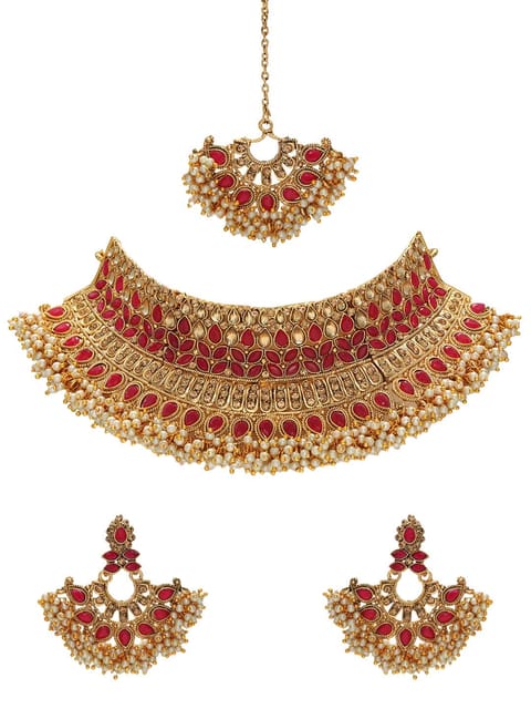 Antique Necklace Set in Gold finish - CNB6655