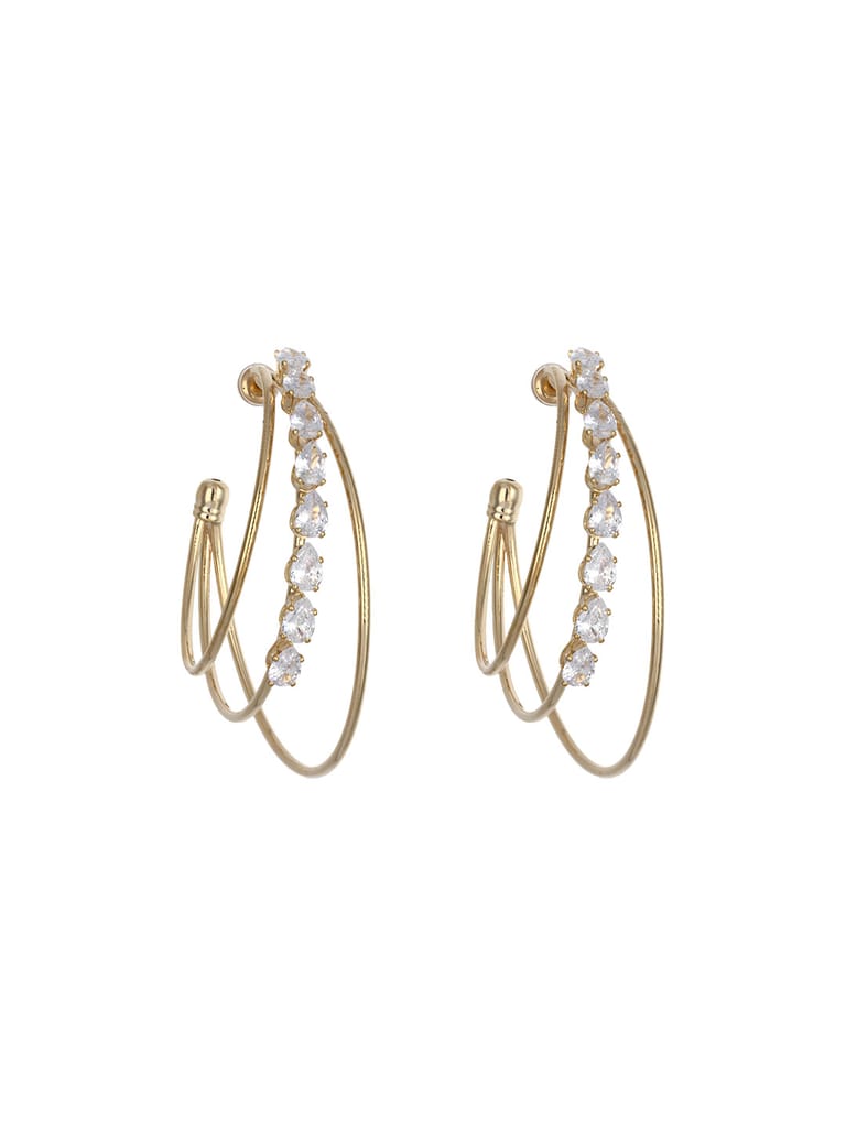 AD / CZ Bali type Earrings in Gold finish - CNB3996