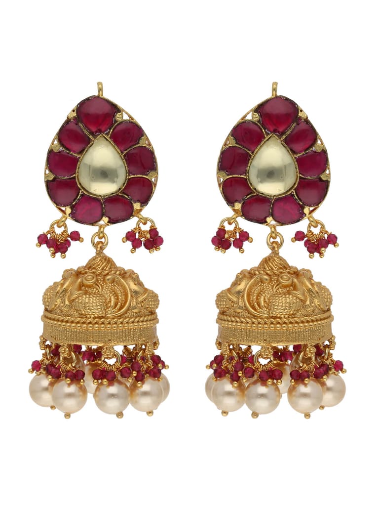 Kundan Jhumka Earrings in Gold finish - MJA34 Kundan Jhumka Earrings in Gold finish - MJA34