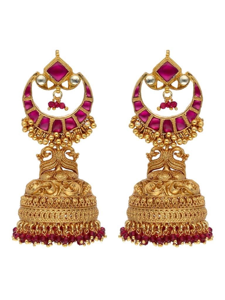 Kundan Jhumka Earrings in Gold finish - MJA40 Kundan Jhumka Earrings in Gold finish - MJA40
