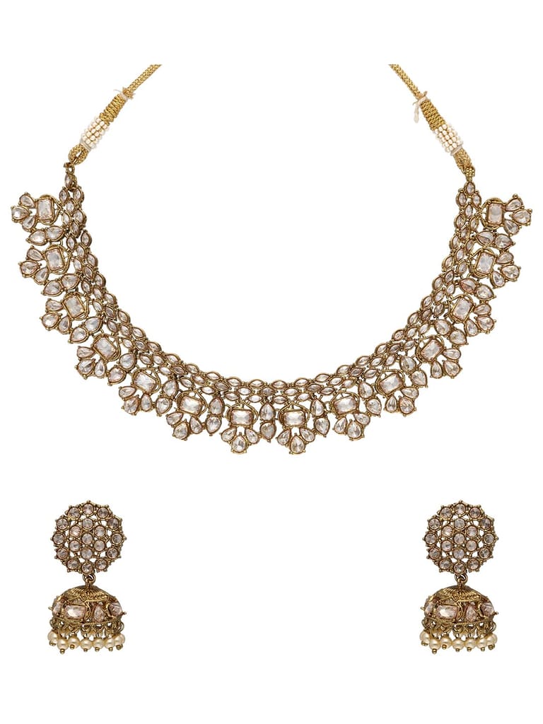 Reverse AD Necklace Set in Mehendi finish - OMK158LC