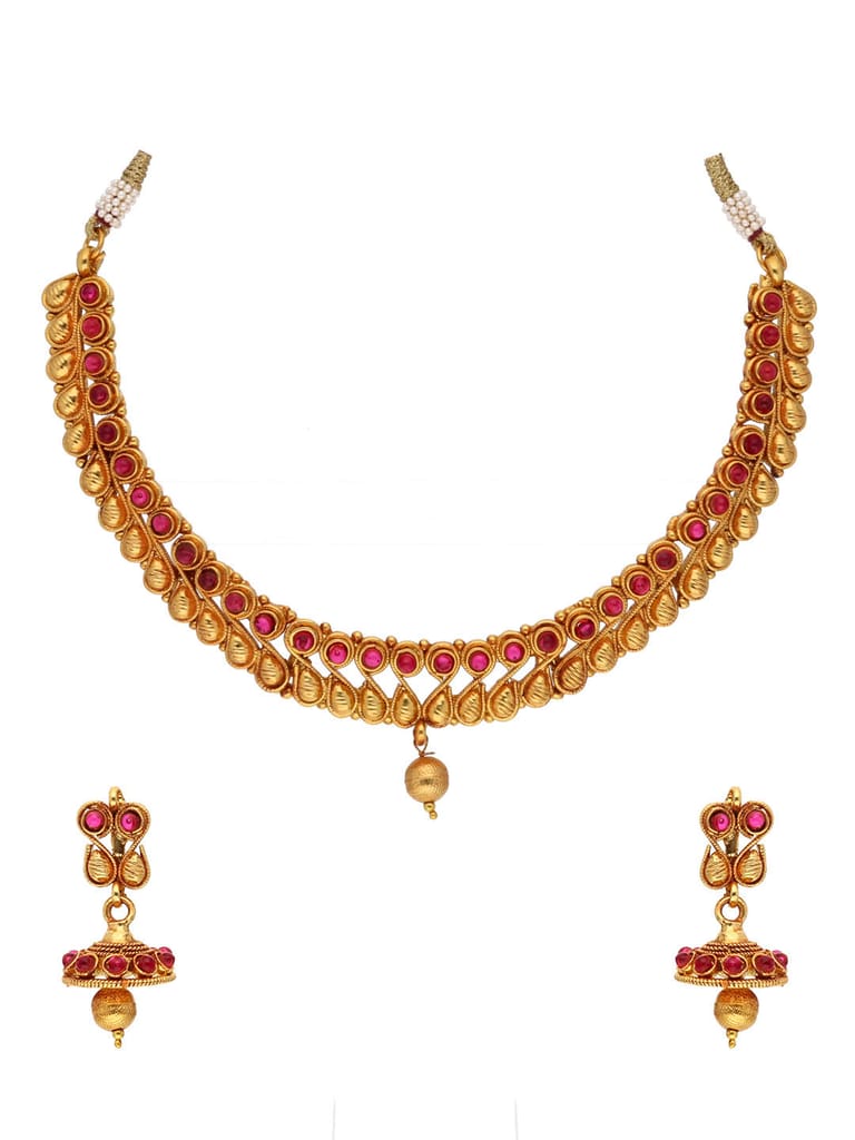 Antique Necklace Set in High Gold finish - JGN119