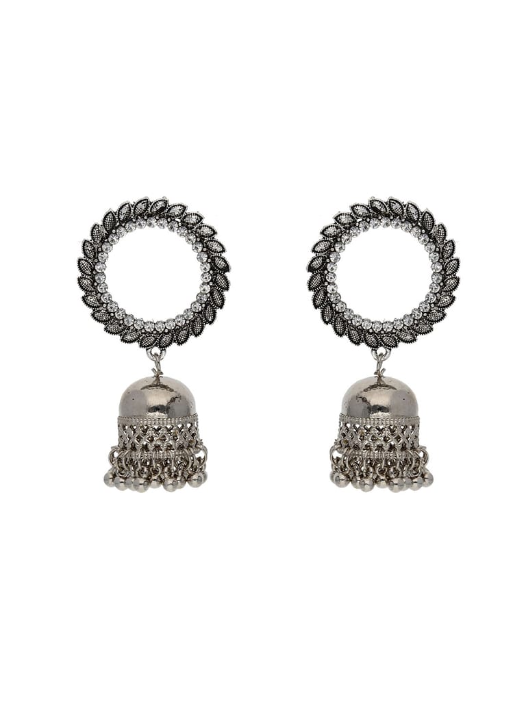 Jhumka Earrings in Oxidised Silver finish - TAHSR07