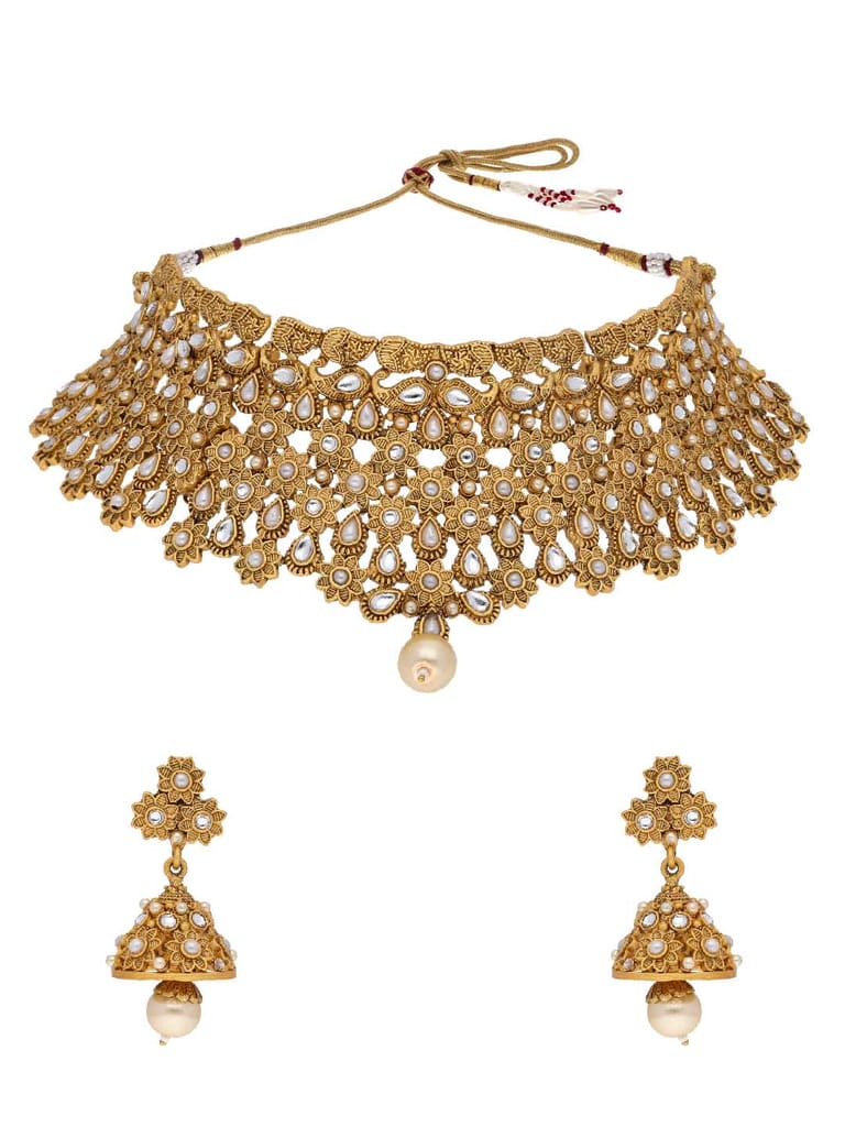 Antique Necklace Set in Rajwadi finish - CPP9041