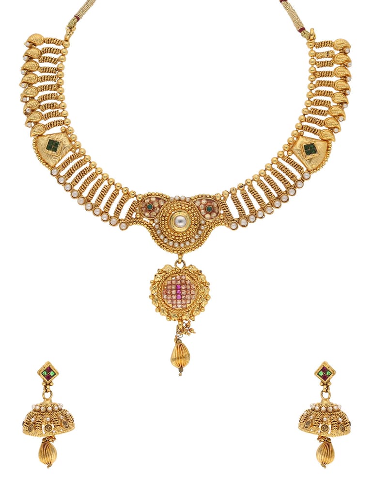 Antique Necklace Set in Gold finish - S32507