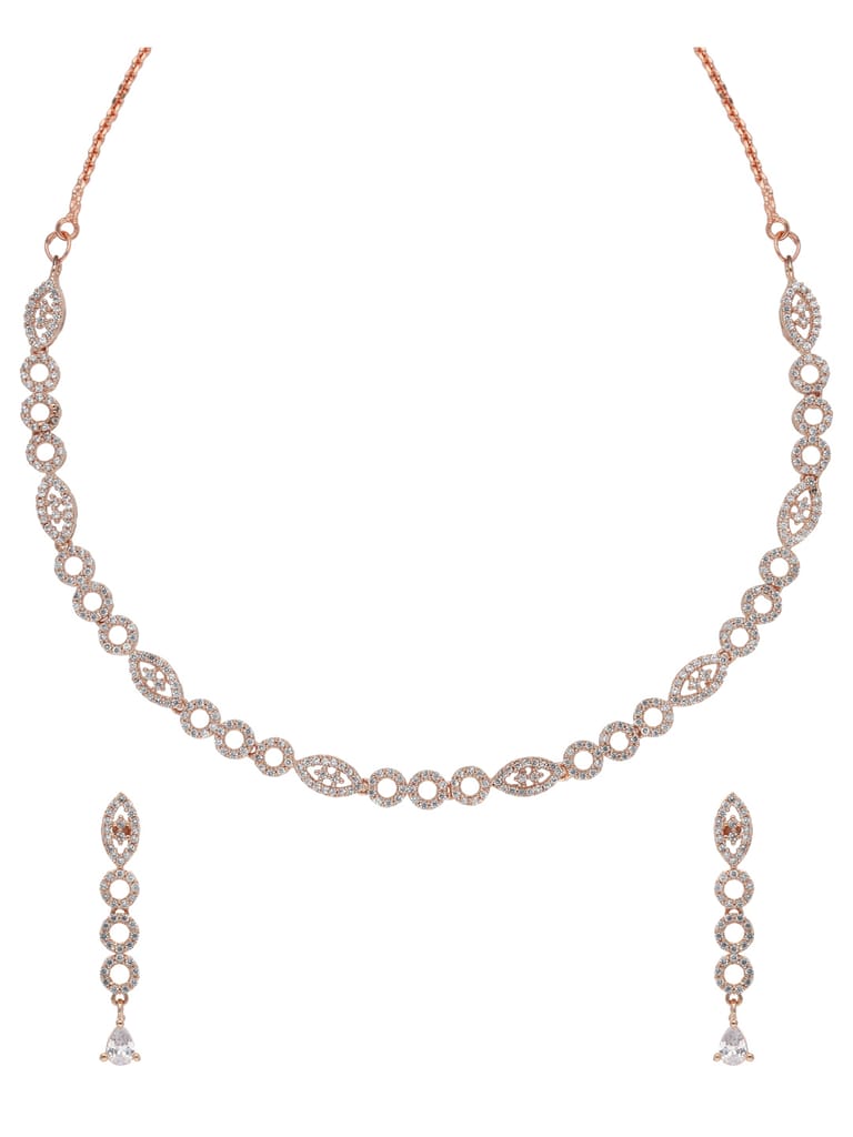 AD / CZ Necklace Set in Rose Gold finish - ADND107