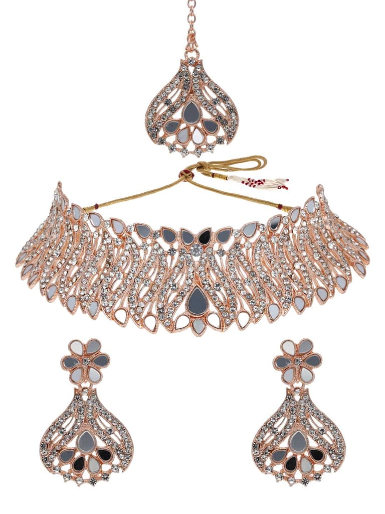 Mirror Necklace Set in Rose Gold finish - AVM19008