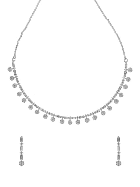 AD / CZ Necklace Set in White color - CNB5018