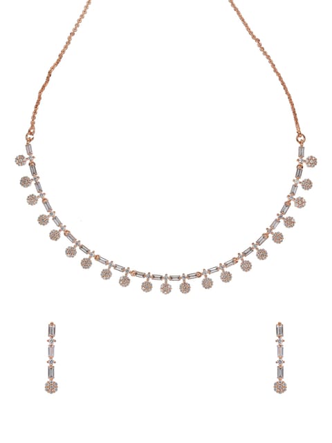 AD / CZ Necklace Set in White color - CNB5019