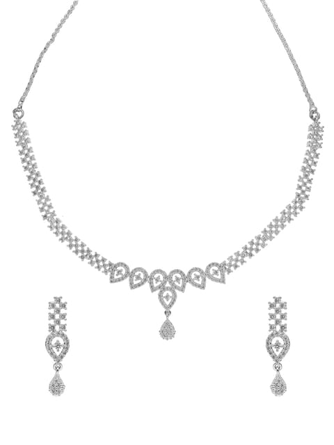 AD / CZ Necklace Set in White color - CNB5020