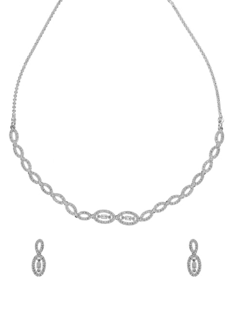 AD / CZ Necklace Set in White color - CNB5024