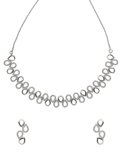 AD / CZ Necklace Set in White color - CNB5030