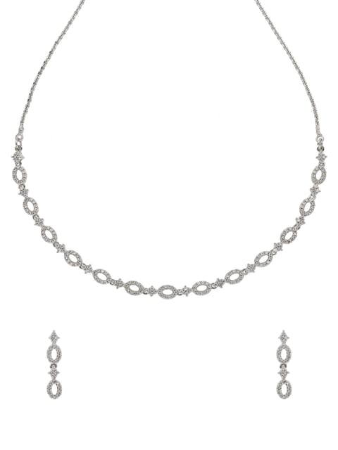 AD / CZ Necklace Set in White color - CNB5031