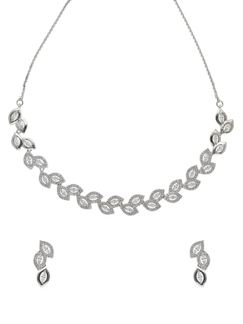 AD / CZ Necklace Set in White color - CNB5033