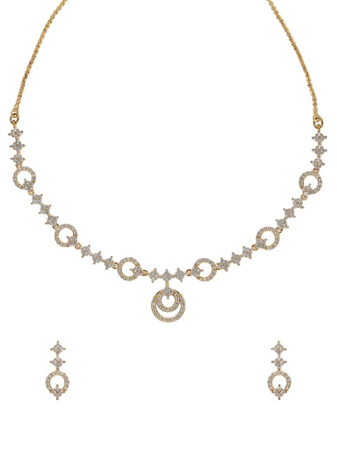 AD / CZ Necklace Set in White color - CNB5034