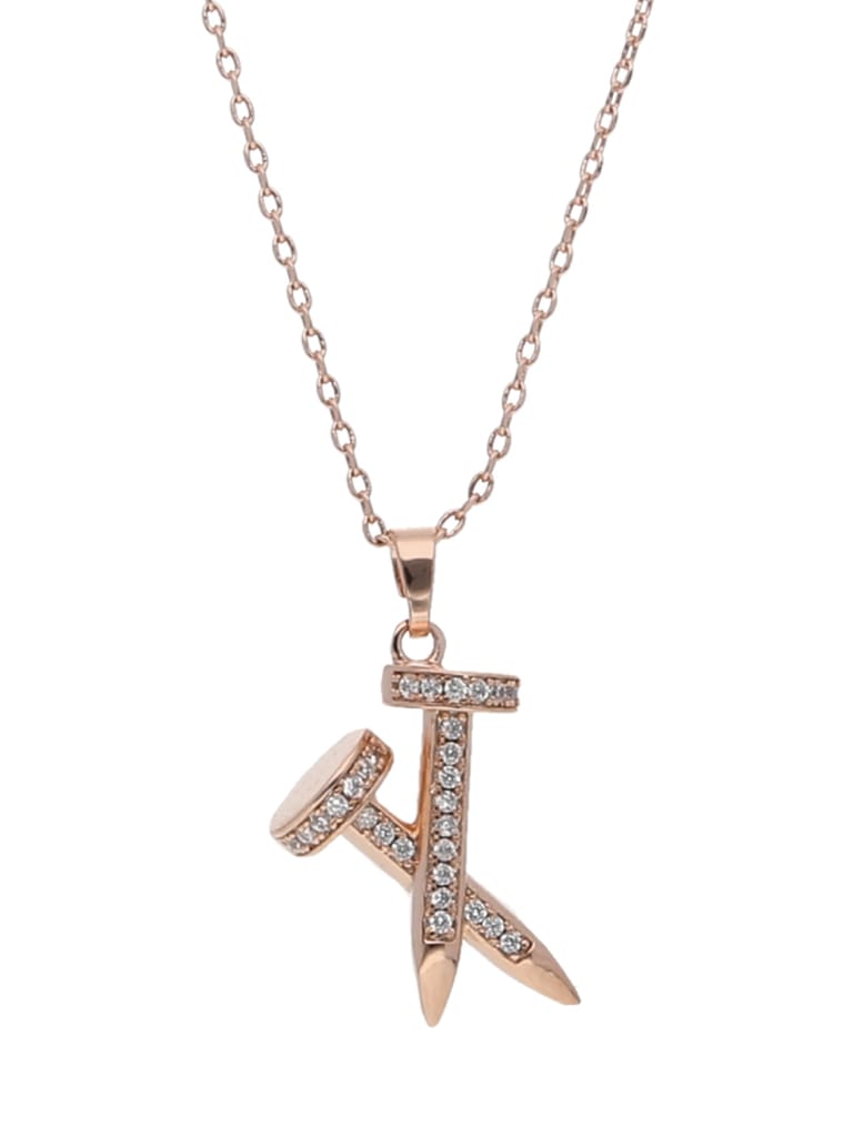 Western Pendant with Chain in Rose Gold finish - CNB22546