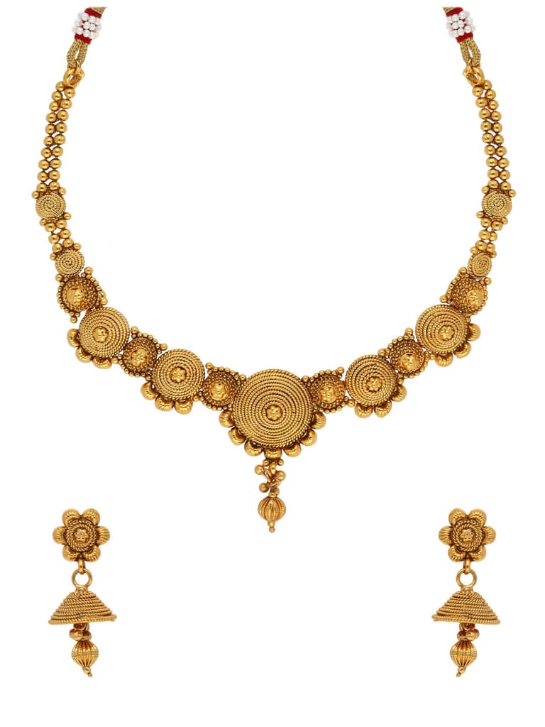 Antique Necklace Set in Gold finish - AMN73
