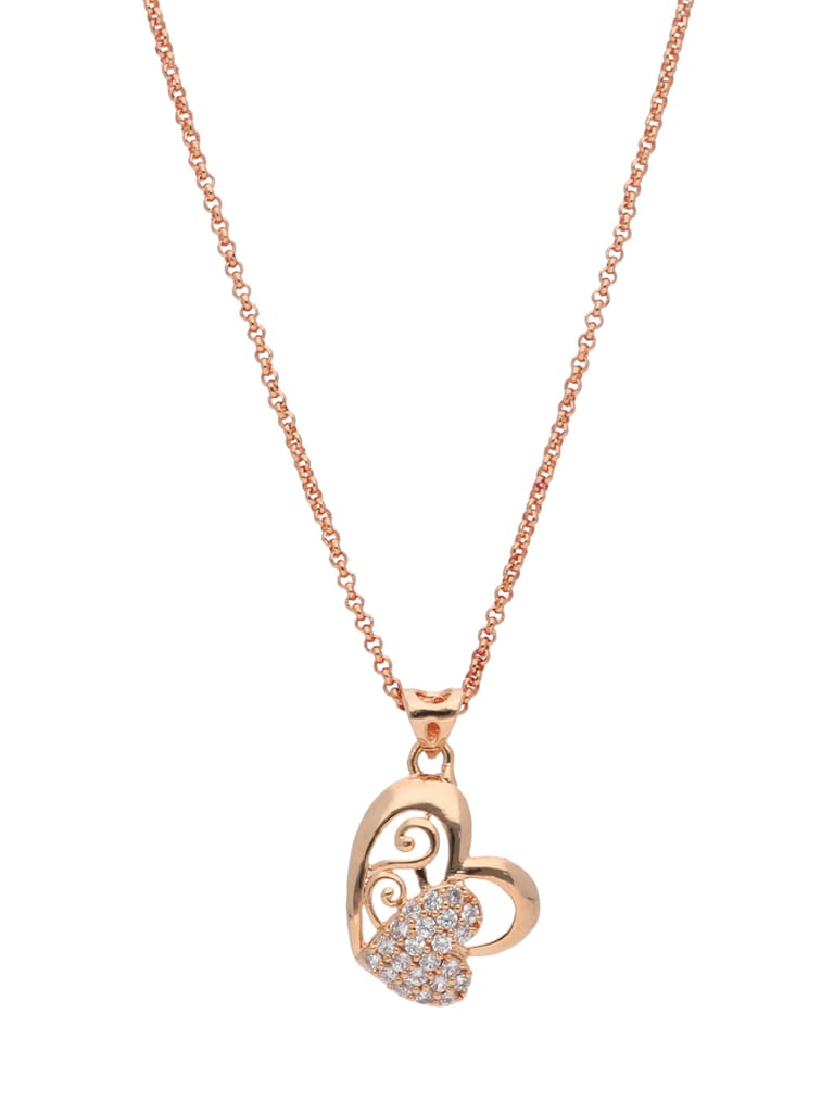 AD / CZ Heart Shape Pendant with Chain - PPP5010