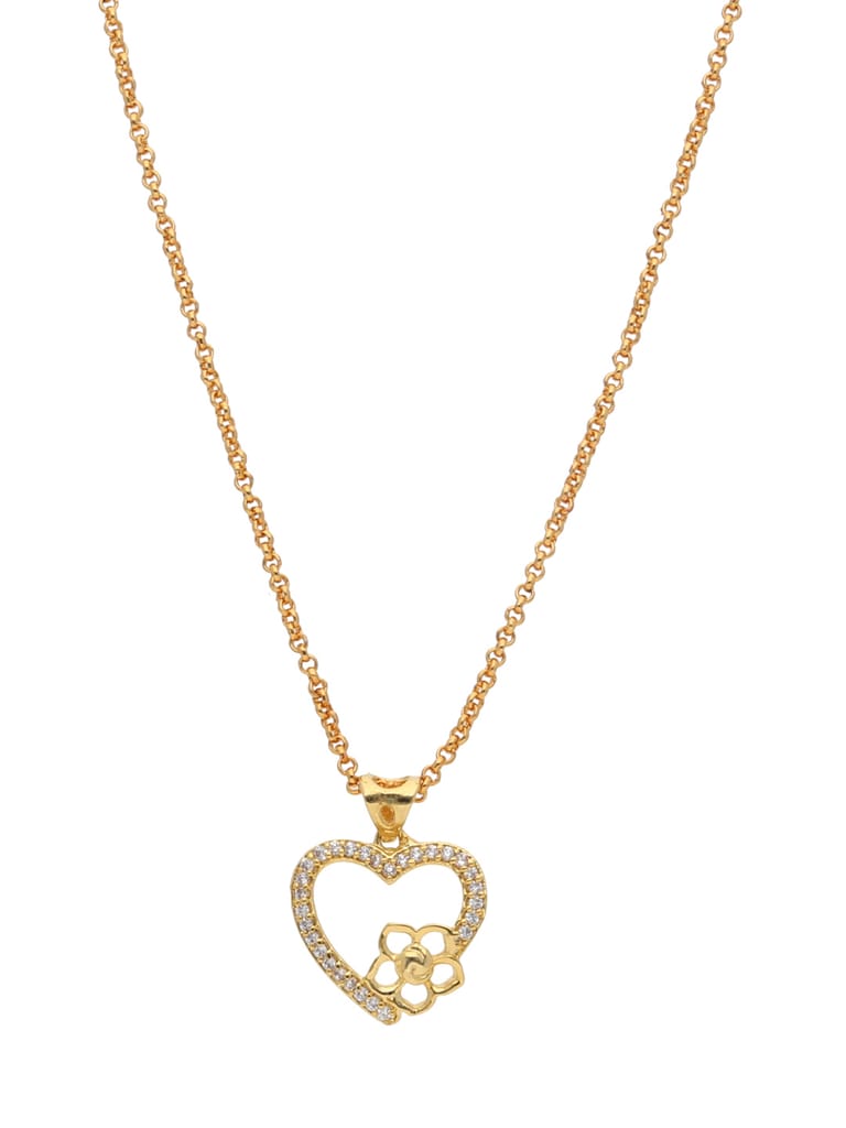 AD / CZ Heart Shape Pendant with Chain - PPP5067