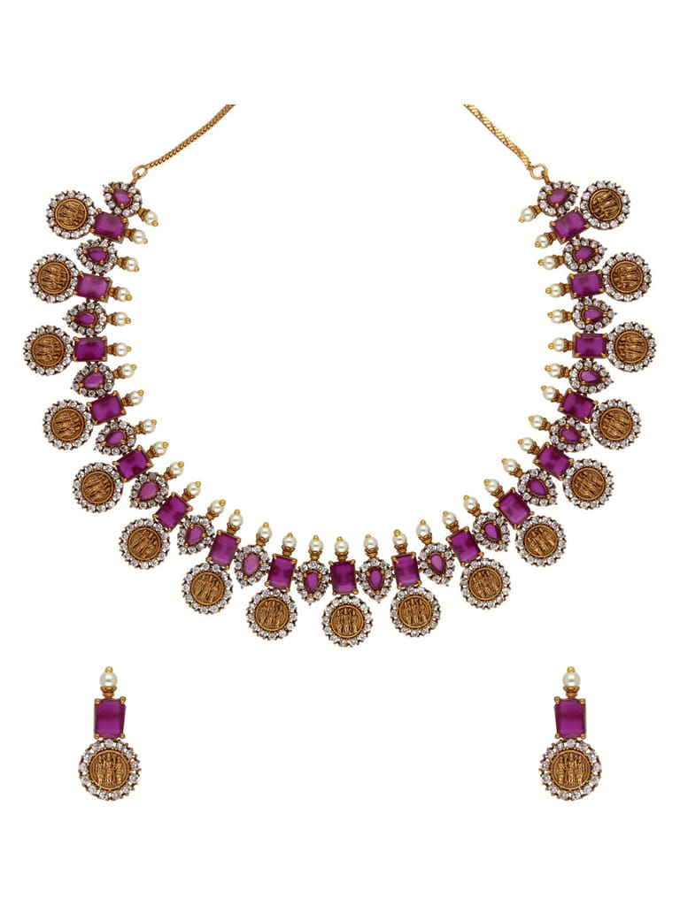 Temple Necklace Set in Gold finish - ABN3