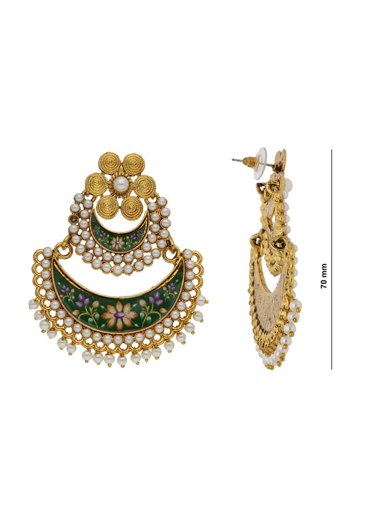 Traditional Chandbali Earrings in Gold finish - 90279