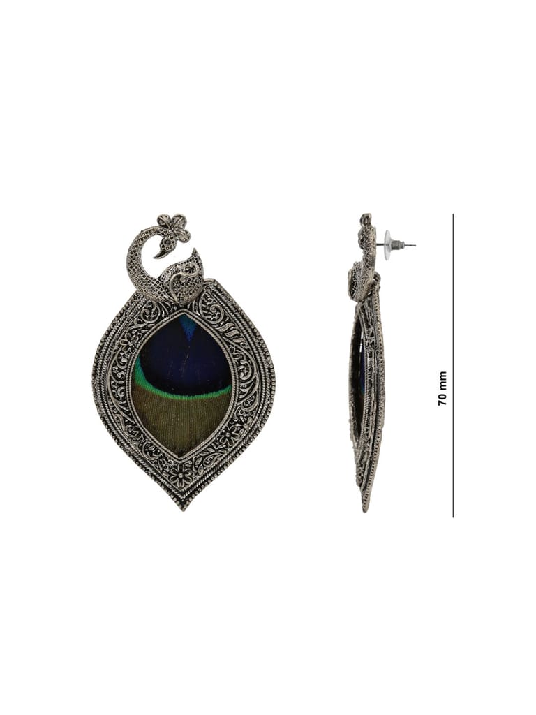 Peacock Earrings in Rhodium finish - 60221
